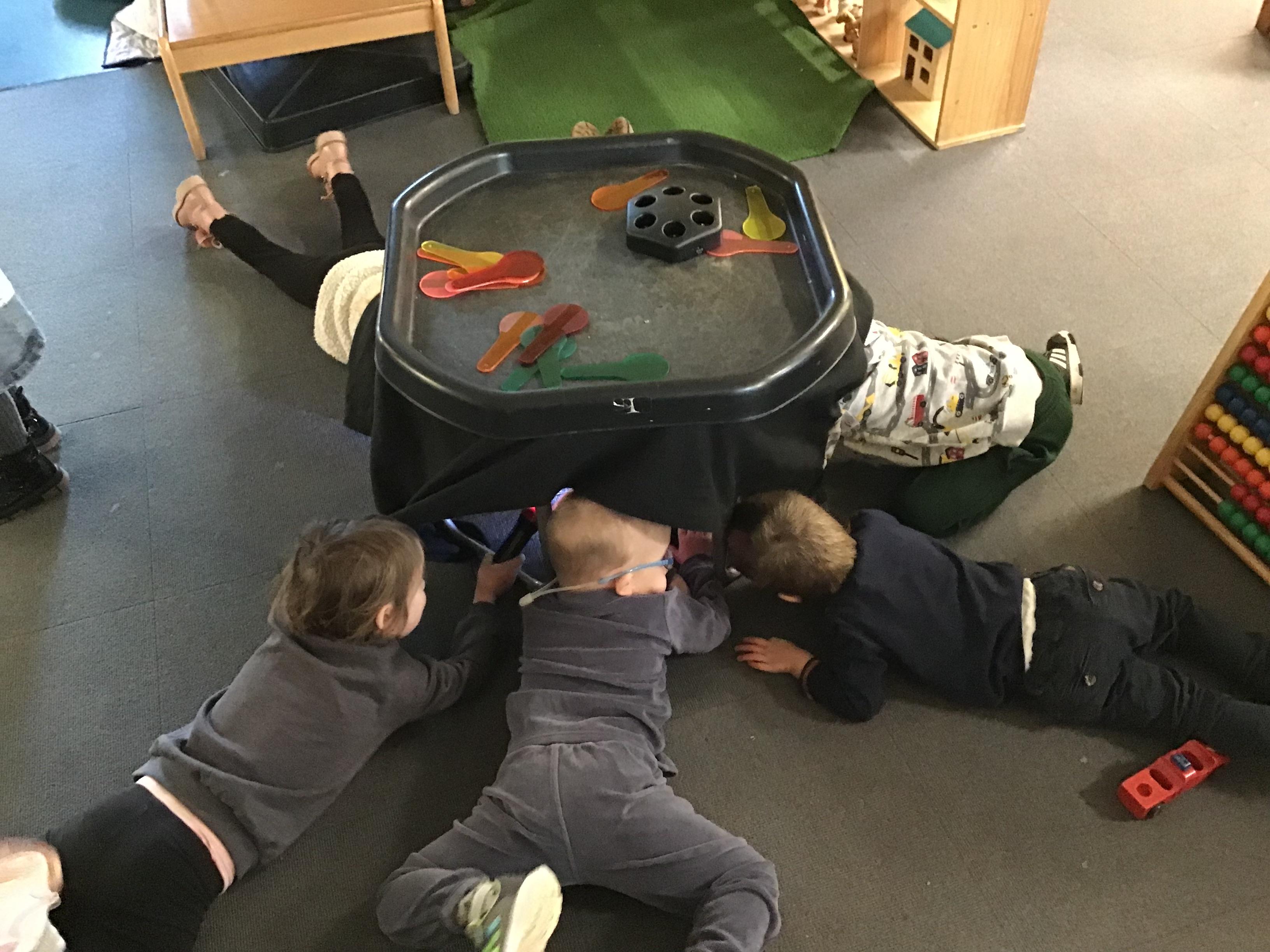 We found somewhere dark to try our torches.